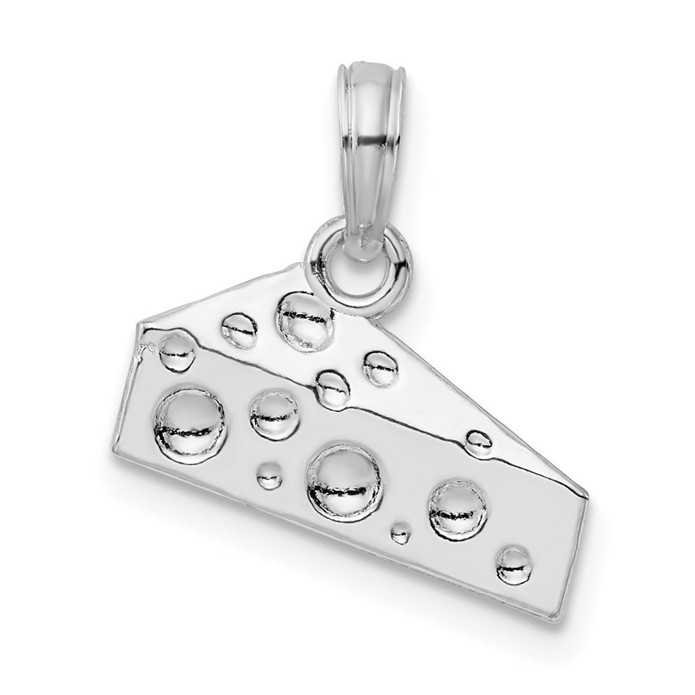 925 Sterling Silver Rhodium-Plated Polished Cheese Wedge Necklace Charm Pendant